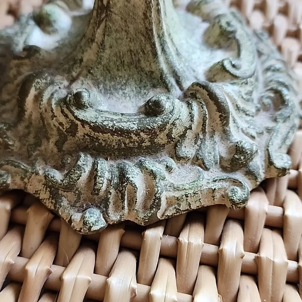 Vintage Distressed Metal Candleholder Cutwork Chalice with Felted Bottom